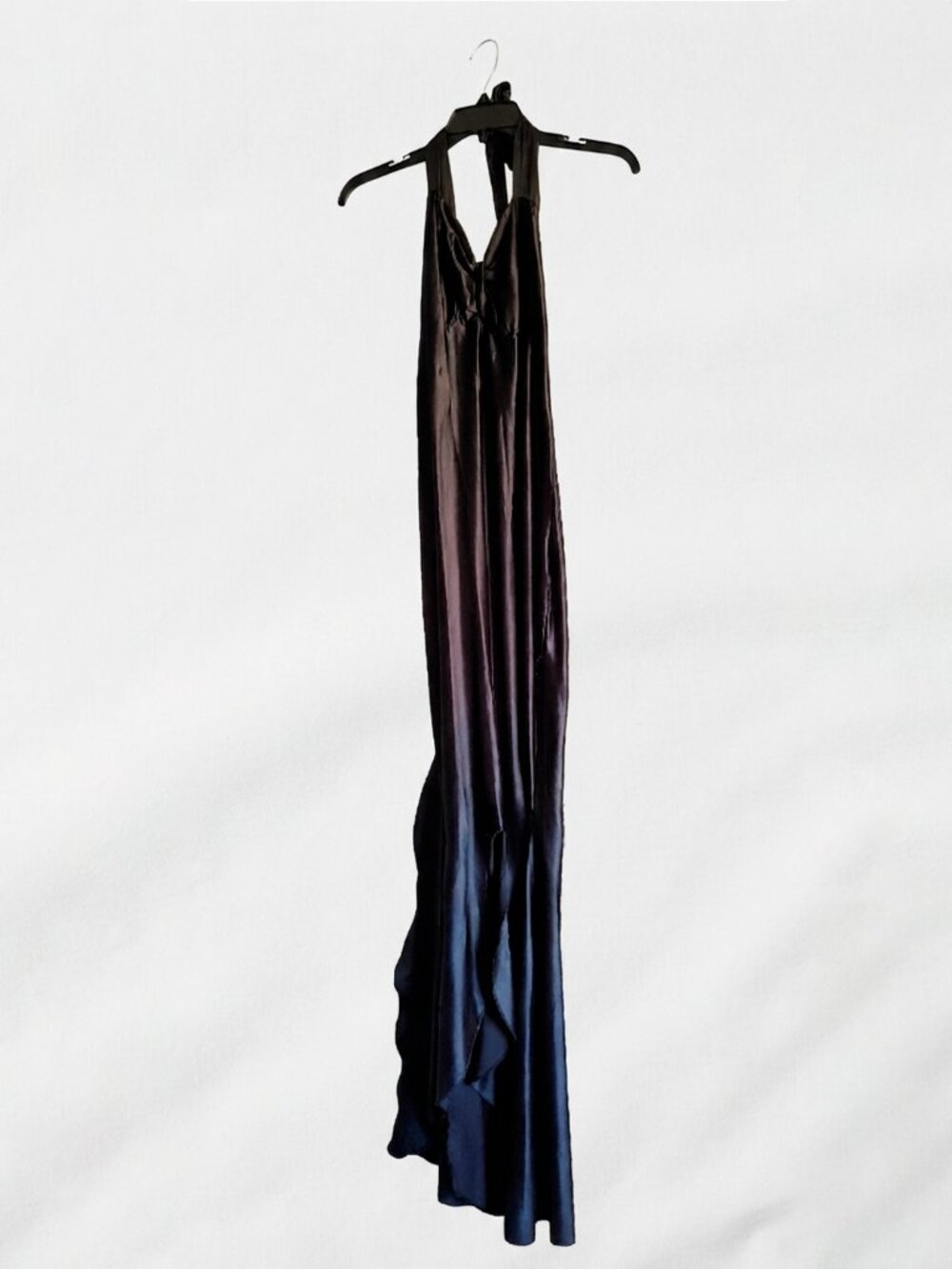 Satin Halter Neck Ombré Maxi Dress